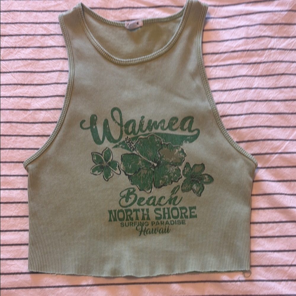 Garage Green Ribbed Tank Top